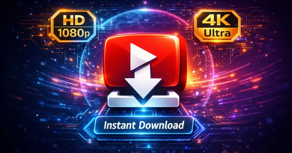 Free YouTube Thumbnail Downloader tool showing 4K Ultra and HD 1080p download options with instant download button